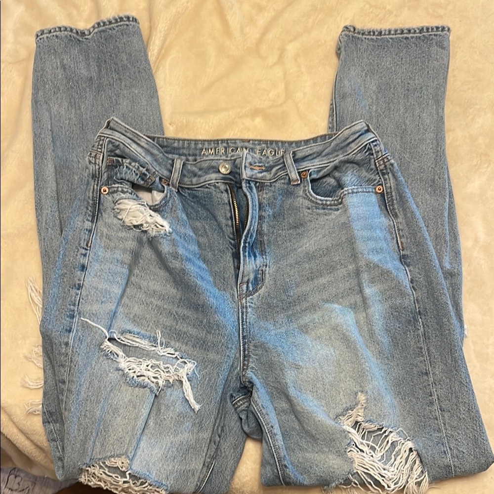 American Eagle Outfitters Blue Boyfriend Jeans Distressed